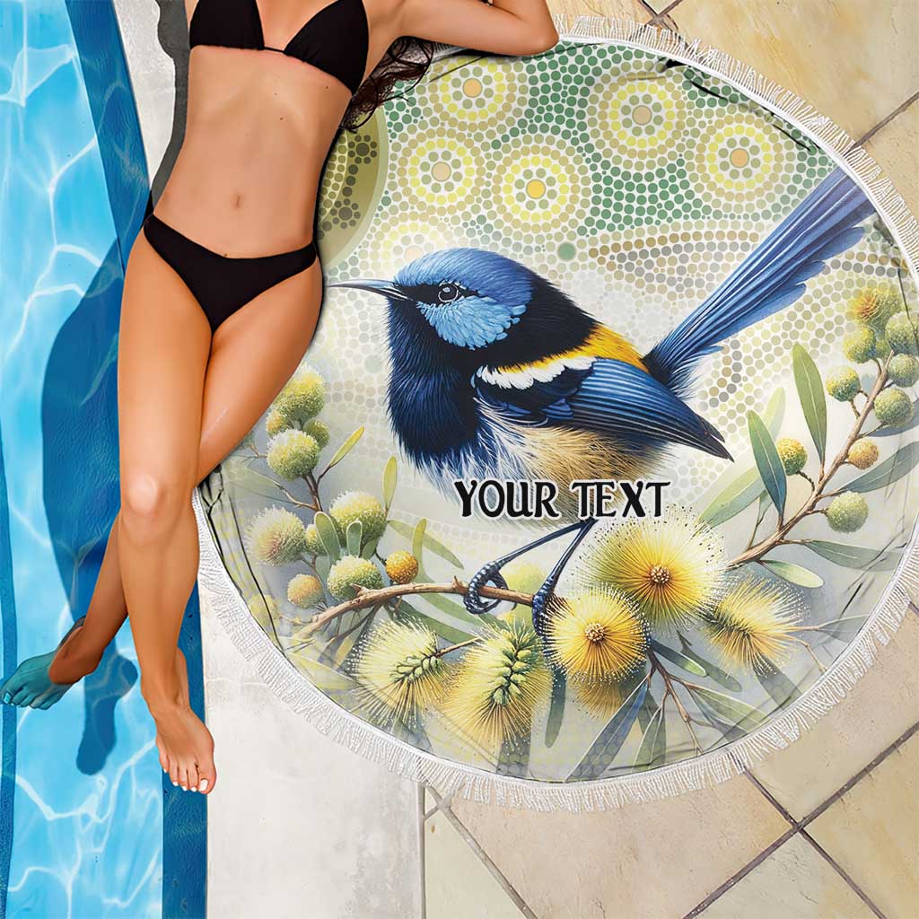 Splendid Fairy-wren Personalised Beach Blanket Aboriginal Australian Dot Painting - Aussie Hoodie