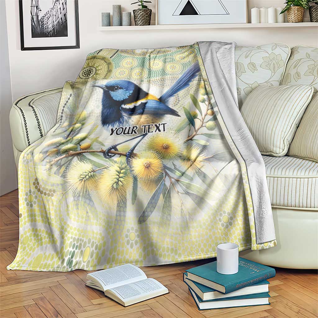Splendid Fairy-wren Personalised Blanket Aboriginal Australian Dot Painting - Aussie Hoodie