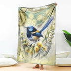 Splendid Fairy-wren Personalised Blanket Aboriginal Australian Dot Painting - Aussie Hoodie