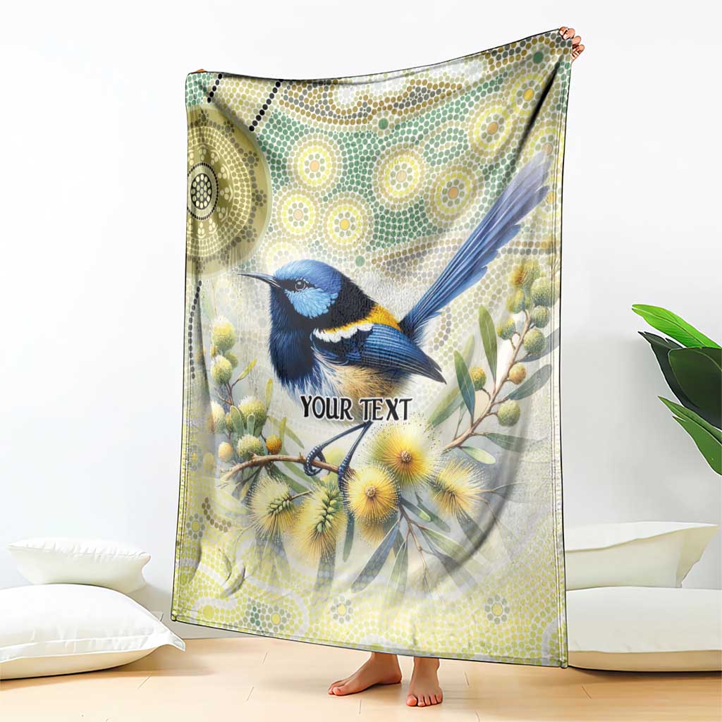 Splendid Fairy-wren Personalised Blanket Aboriginal Australian Dot Painting - Aussie Hoodie