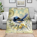 Splendid Fairy-wren Personalised Blanket Aboriginal Australian Dot Painting - Aussie Hoodie
