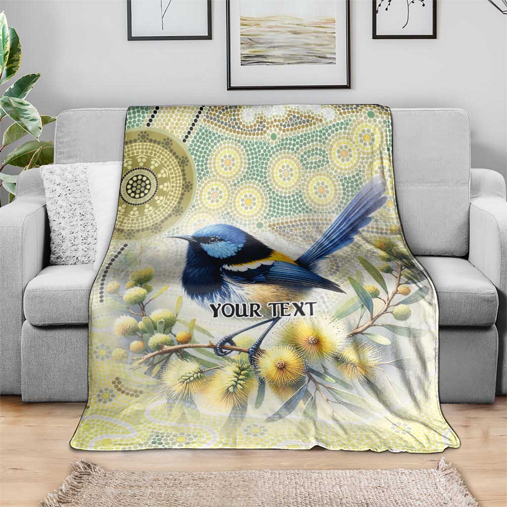 Splendid Fairy-wren Personalised Blanket Aboriginal Australian Dot Painting - Aussie Hoodie