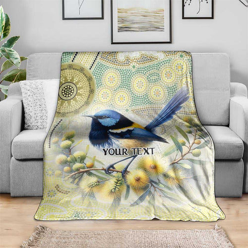 Splendid Fairy-wren Personalised Blanket Aboriginal Australian Dot Painting - Aussie Hoodie