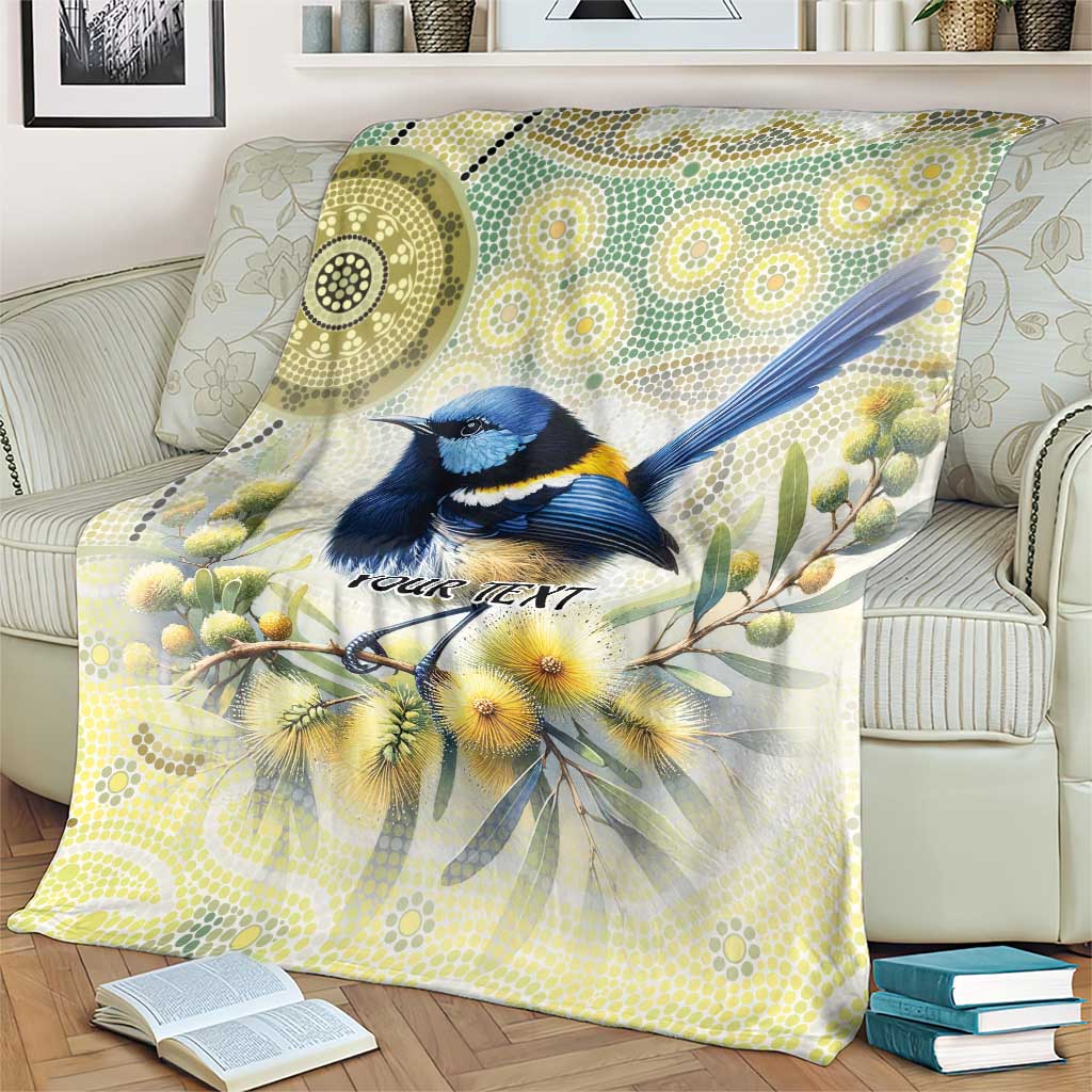 Splendid Fairy-wren Personalised Blanket Aboriginal Australian Dot Painting - Aussie Hoodie