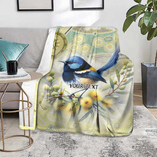 Splendid Fairy-wren Personalised Blanket Aboriginal Australian Dot Painting - Aussie Hoodie