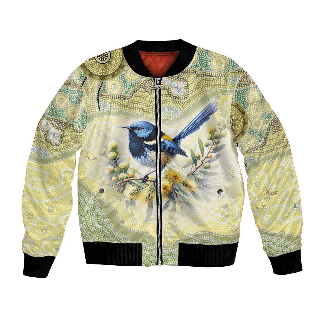 Splendid Fairy-wren Personalised Bomber Jacket Aboriginal Australian Dot Painting - Aussie Hoodie