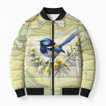 Splendid Fairy-wren Personalised Bomber Puffer Jacket Aboriginal Australian Dot Painting - Aussie Hoodie