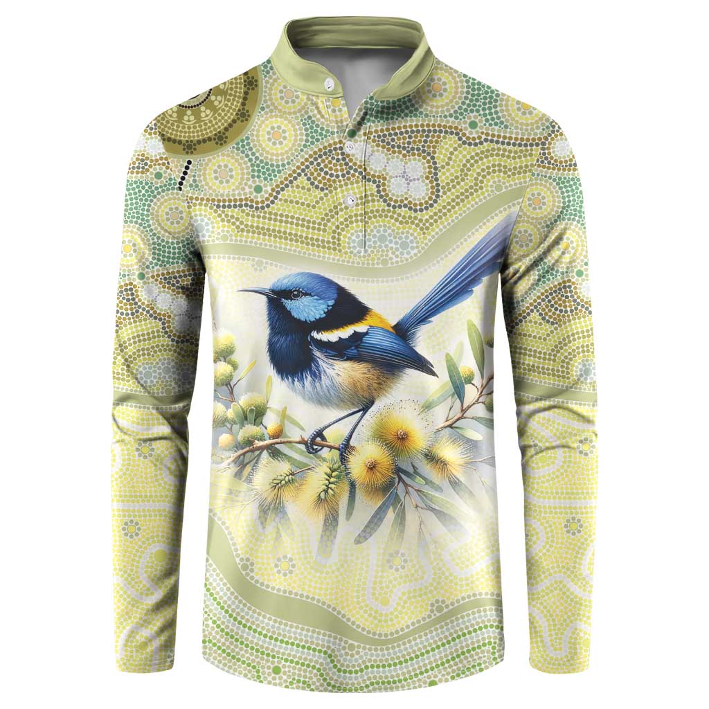 Splendid Fairy-wren Personalised Button Sweatshirt Aboriginal Australian Dot Painting - Aussie Hoodie