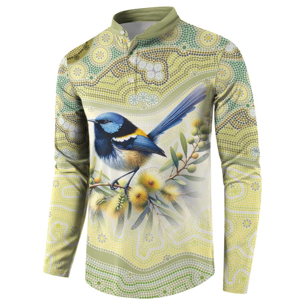 Splendid Fairy-wren Personalised Button Sweatshirt Aboriginal Australian Dot Painting - Aussie Hoodie