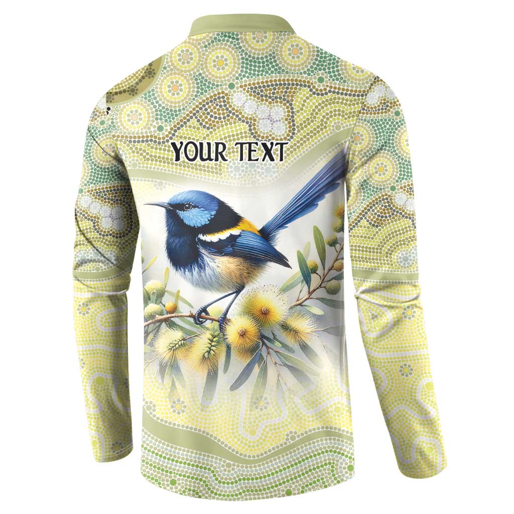Splendid Fairy-wren Personalised Button Sweatshirt Aboriginal Australian Dot Painting - Aussie Hoodie