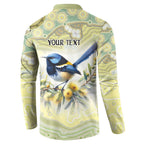 Splendid Fairy-wren Personalised Button Sweatshirt Aboriginal Australian Dot Painting - Aussie Hoodie