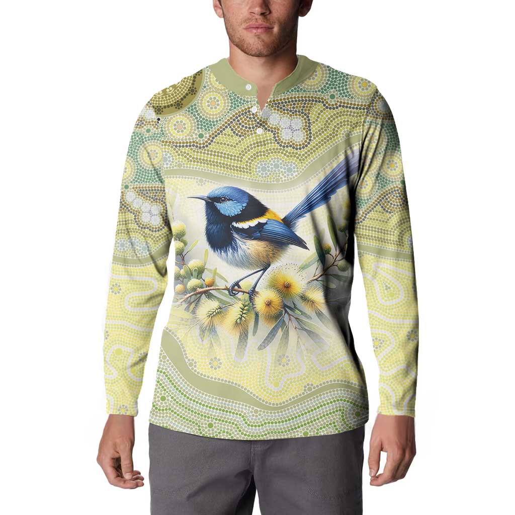 Splendid Fairy-wren Personalised Button Sweatshirt Aboriginal Australian Dot Painting - Aussie Hoodie