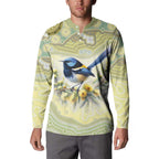 Splendid Fairy-wren Personalised Button Sweatshirt Aboriginal Australian Dot Painting - Aussie Hoodie