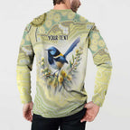 Splendid Fairy-wren Personalised Button Sweatshirt Aboriginal Australian Dot Painting - Aussie Hoodie