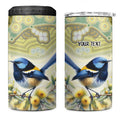 Splendid Fairy-wren Personalised 4 in 1 Can Cooler Tumbler Aboriginal Australian Dot Painting - Aussie Hoodie