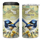 Splendid Fairy-wren Personalised 4 in 1 Can Cooler Tumbler Aboriginal Australian Dot Painting - Aussie Hoodie