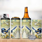 Splendid Fairy-wren Personalised 4 in 1 Can Cooler Tumbler Aboriginal Australian Dot Painting - Aussie Hoodie