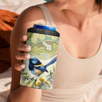 Splendid Fairy-wren Personalised 4 in 1 Can Cooler Tumbler Aboriginal Australian Dot Painting - Aussie Hoodie