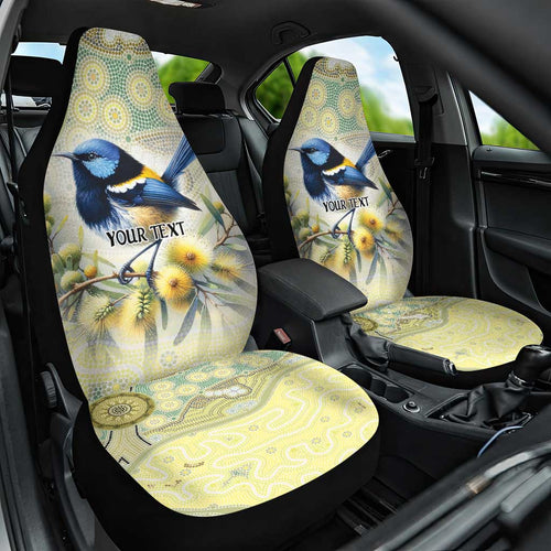 Splendid Fairy-wren Personalised Car Seat Cover Aboriginal Australian Dot Painting - Aussie Hoodie