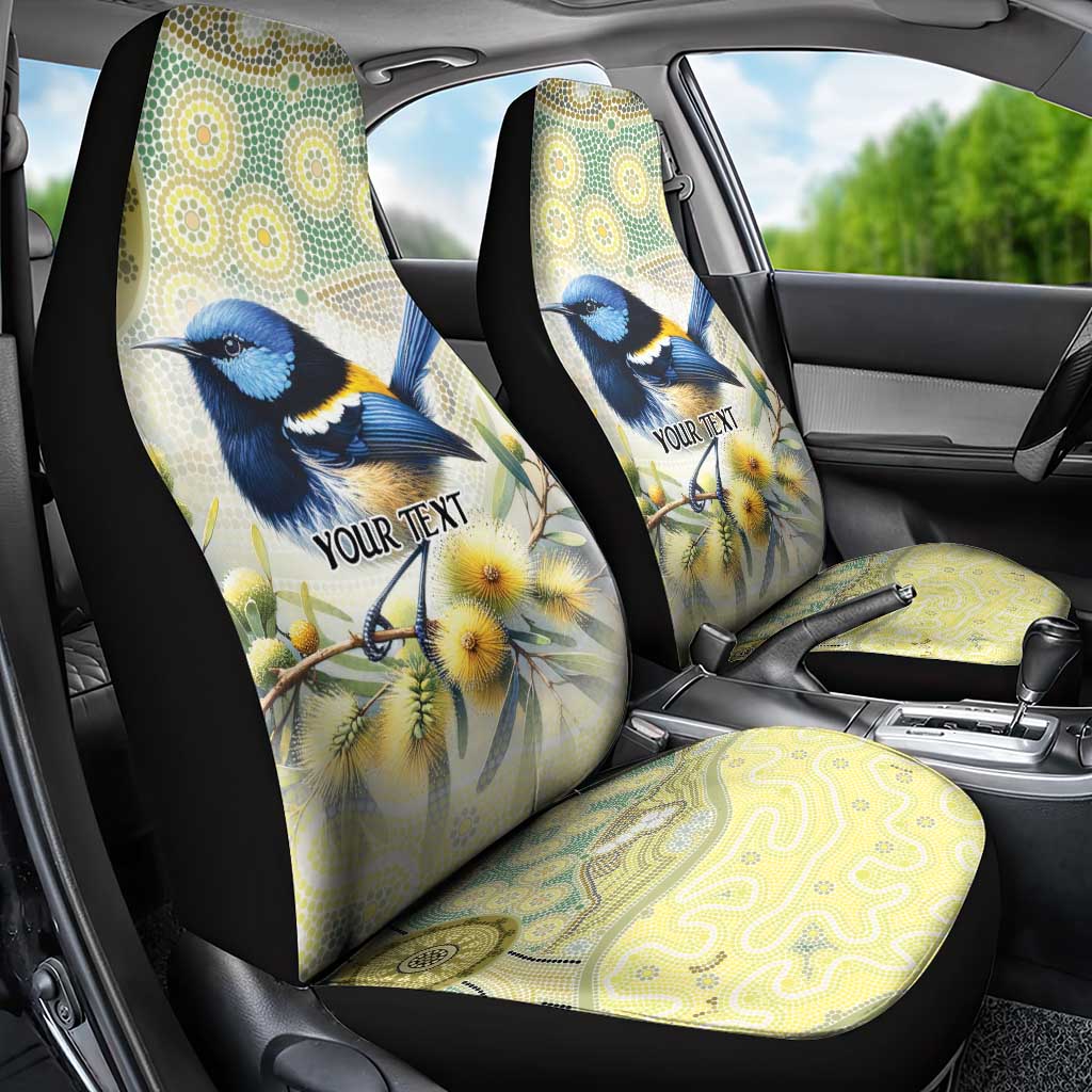 Splendid Fairy-wren Personalised Car Seat Cover Aboriginal Australian Dot Painting - Aussie Hoodie