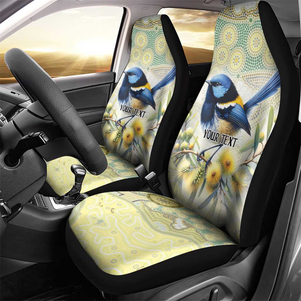 Splendid Fairy-wren Personalised Car Seat Cover Aboriginal Australian Dot Painting - Aussie Hoodie