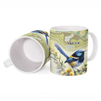 Splendid Fairy-wren Personalised Ceramic Mug Aboriginal Australian Dot Painting - Aussie Hoodie