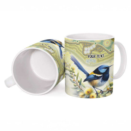 Splendid Fairy-wren Personalised Ceramic Mug Aboriginal Australian Dot Painting - Aussie Hoodie