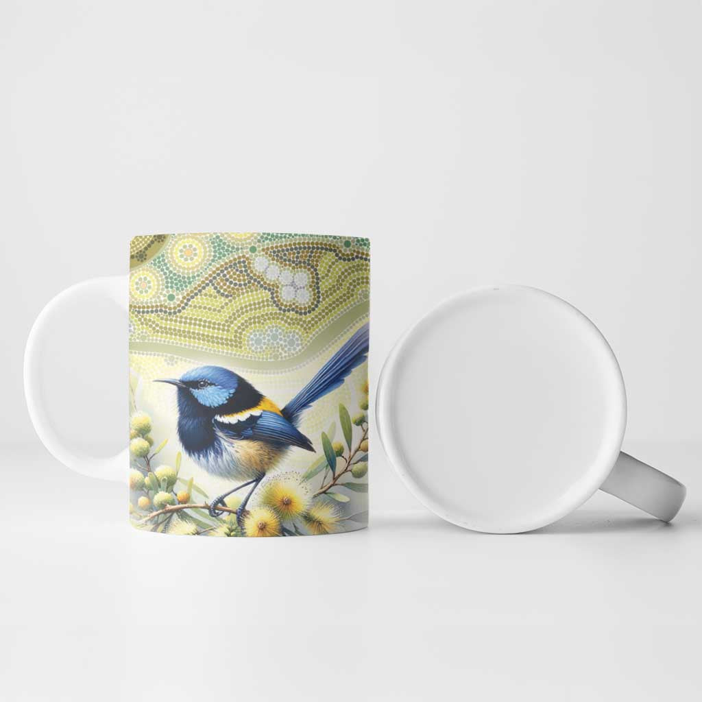 Splendid Fairy-wren Personalised Ceramic Mug Aboriginal Australian Dot Painting - Aussie Hoodie