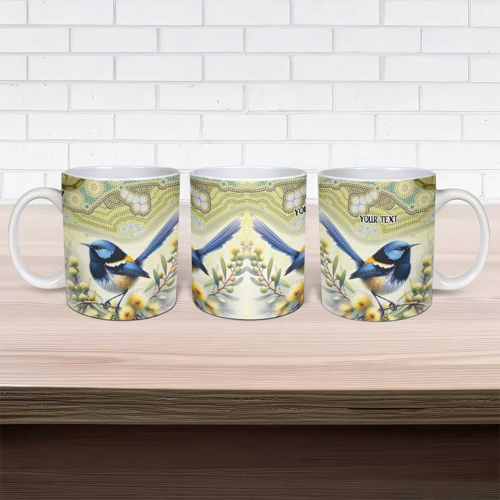 Splendid Fairy-wren Personalised Ceramic Mug Aboriginal Australian Dot Painting - Aussie Hoodie