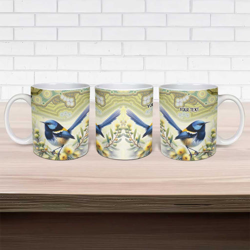 Splendid Fairy-wren Personalised Ceramic Mug Aboriginal Australian Dot Painting - Aussie Hoodie