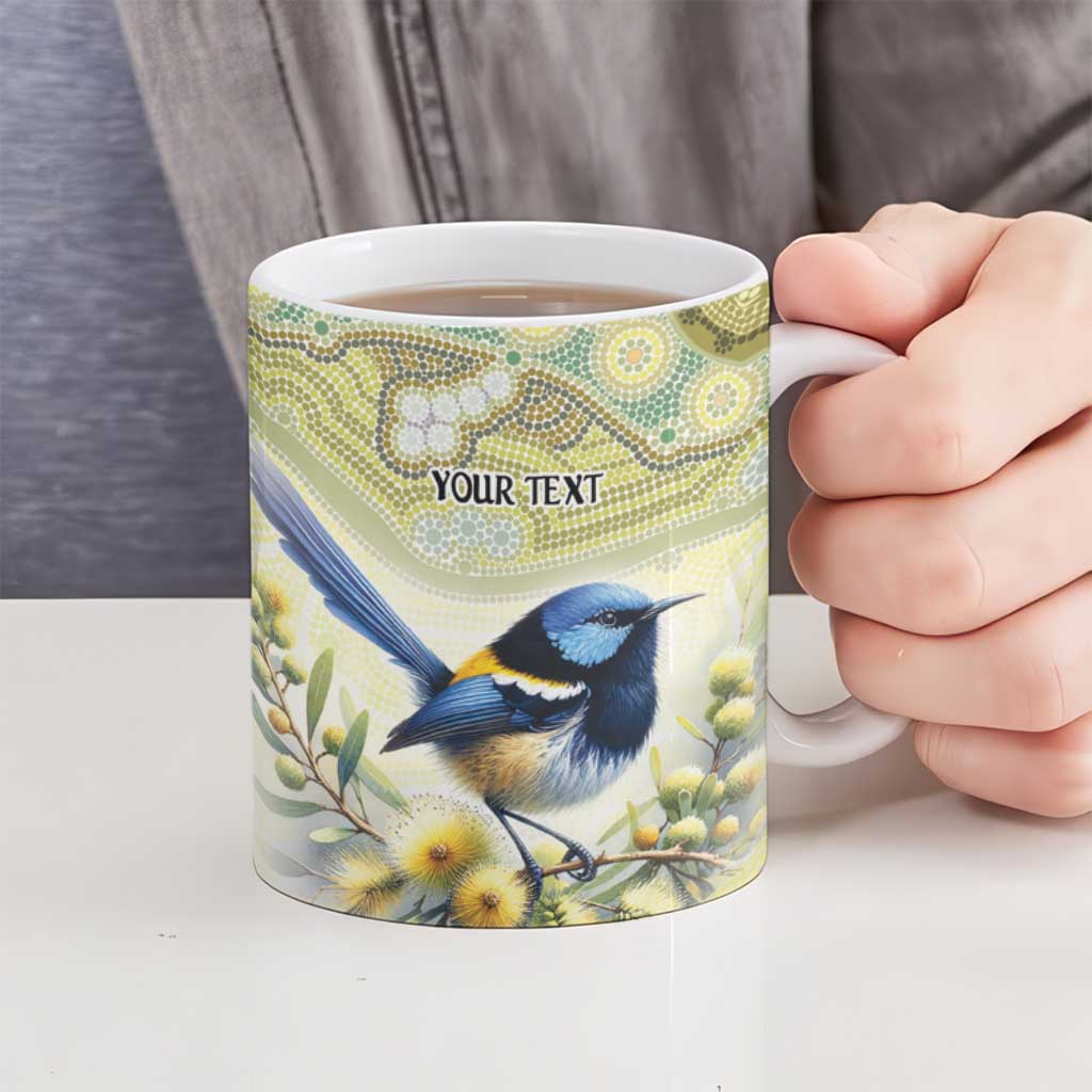 Splendid Fairy-wren Personalised Ceramic Mug Aboriginal Australian Dot Painting - Aussie Hoodie