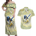 Splendid Fairy-wren Personalised Couples Matching Off Shoulder Maxi Dress and Hawaiian Shirt Aboriginal Australian Dot Painting - Aussie Hoodie