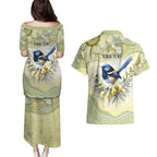 Splendid Fairy-wren Personalised Couples Matching Puletasi and Hawaiian Shirt Aboriginal Australian Dot Painting - Aussie Hoodie