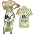 Splendid Fairy-wren Personalised Couples Matching Short Sleeve Bodycon Dress and Hawaiian Shirt Aboriginal Australian Dot Painting - Aussie Hoodie