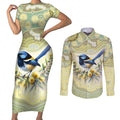 Splendid Fairy-wren Personalised Couples Matching Short Sleeve Bodycon Dress and Long Sleeve Button Shirt Aboriginal Australian Dot Painting - Aussie Hoodie