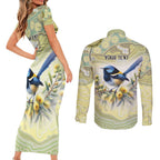 Splendid Fairy-wren Personalised Couples Matching Short Sleeve Bodycon Dress and Long Sleeve Button Shirt Aboriginal Australian Dot Painting - Aussie Hoodie