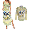 Splendid Fairy-wren Personalised Couples Matching Summer Maxi Dress and Long Sleeve Button Shirt Aboriginal Australian Dot Painting - Aussie Hoodie