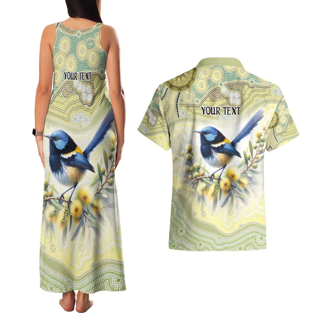 Splendid Fairy-wren Personalised Couples Matching Tank Maxi Dress and Hawaiian Shirt Aboriginal Australian Dot Painting - Aussie Hoodie
