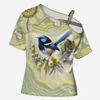 Splendid Fairy-wren Personalised Cross Shoulder Shirt Aboriginal Australian Dot Painting - Aussie Hoodie