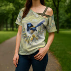 Splendid Fairy-wren Personalised Cross Shoulder Shirt Aboriginal Australian Dot Painting - Aussie Hoodie