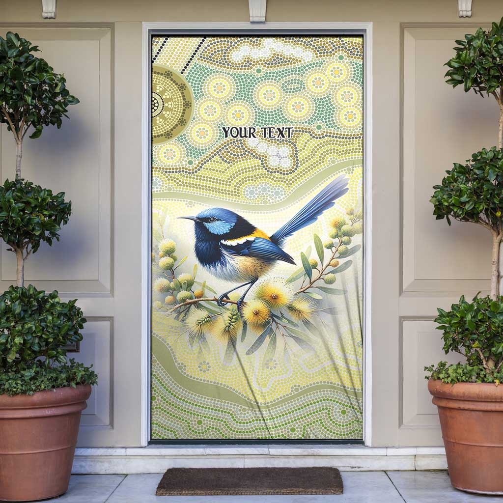 Splendid Fairy-wren Personalised Door Cover Aboriginal Australian Dot Painting - Aussie Hoodie