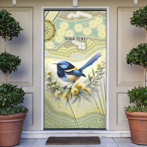 Splendid Fairy-wren Personalised Door Cover Aboriginal Australian Dot Painting - Aussie Hoodie