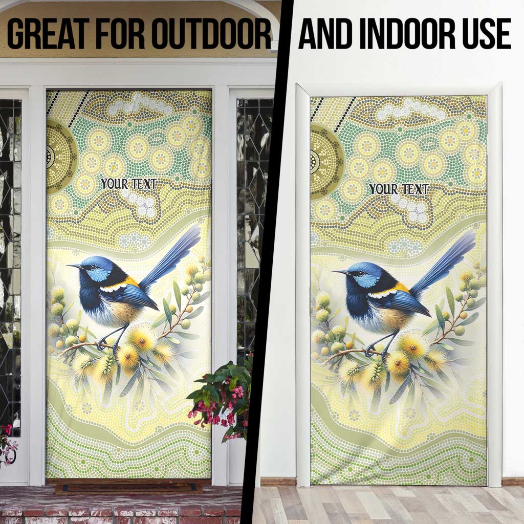 Splendid Fairy-wren Personalised Door Cover Aboriginal Australian Dot Painting - Aussie Hoodie