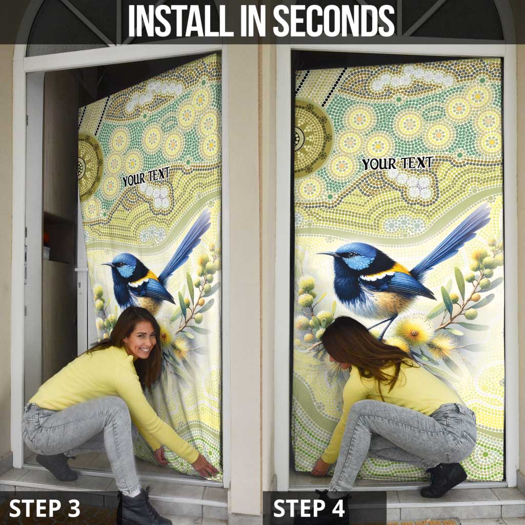 Splendid Fairy-wren Personalised Door Cover Aboriginal Australian Dot Painting - Aussie Hoodie