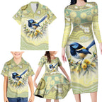 Splendid Fairy-wren Personalised Family Matching Long Sleeve Bodycon Dress and Hawaiian Shirt Aboriginal Australian Dot Painting - Aussie Hoodie