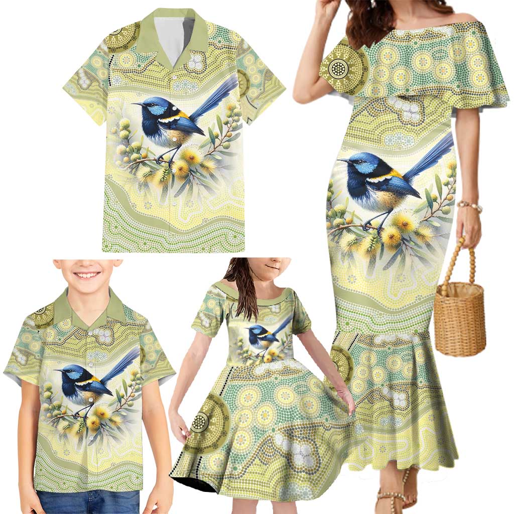 Splendid Fairy-wren Personalised Family Matching Mermaid Dress and Hawaiian Shirt Aboriginal Australian Dot Painting - Aussie Hoodie