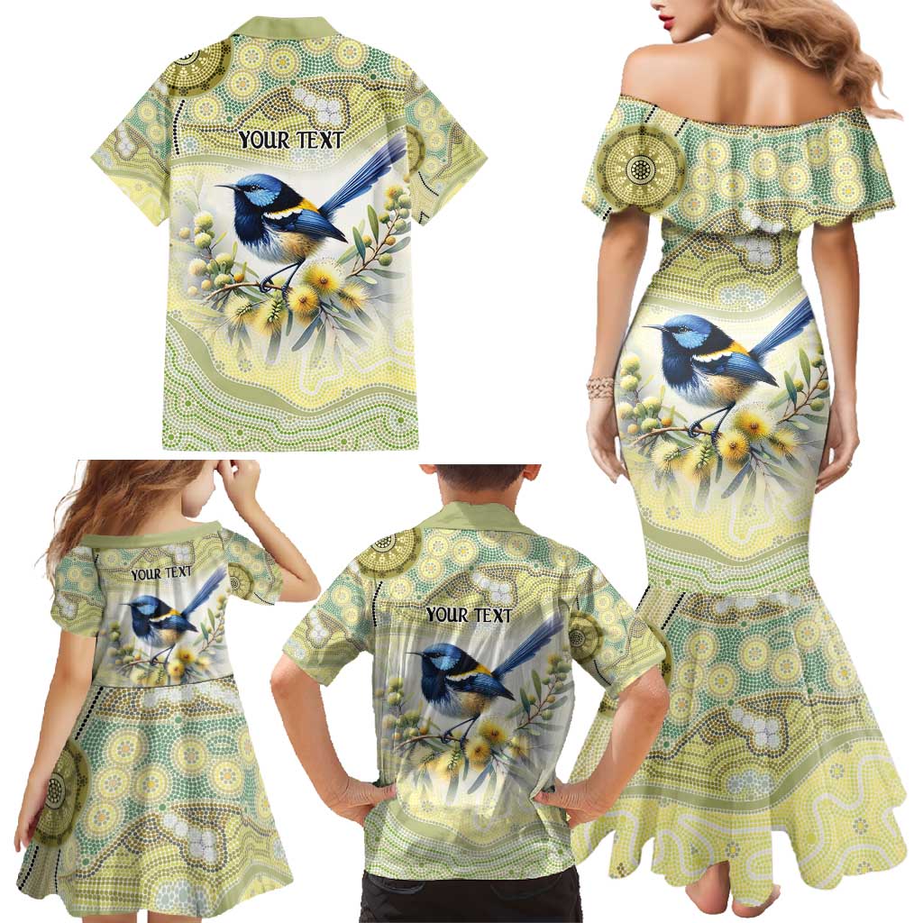 Splendid Fairy-wren Personalised Family Matching Mermaid Dress and Hawaiian Shirt Aboriginal Australian Dot Painting - Aussie Hoodie