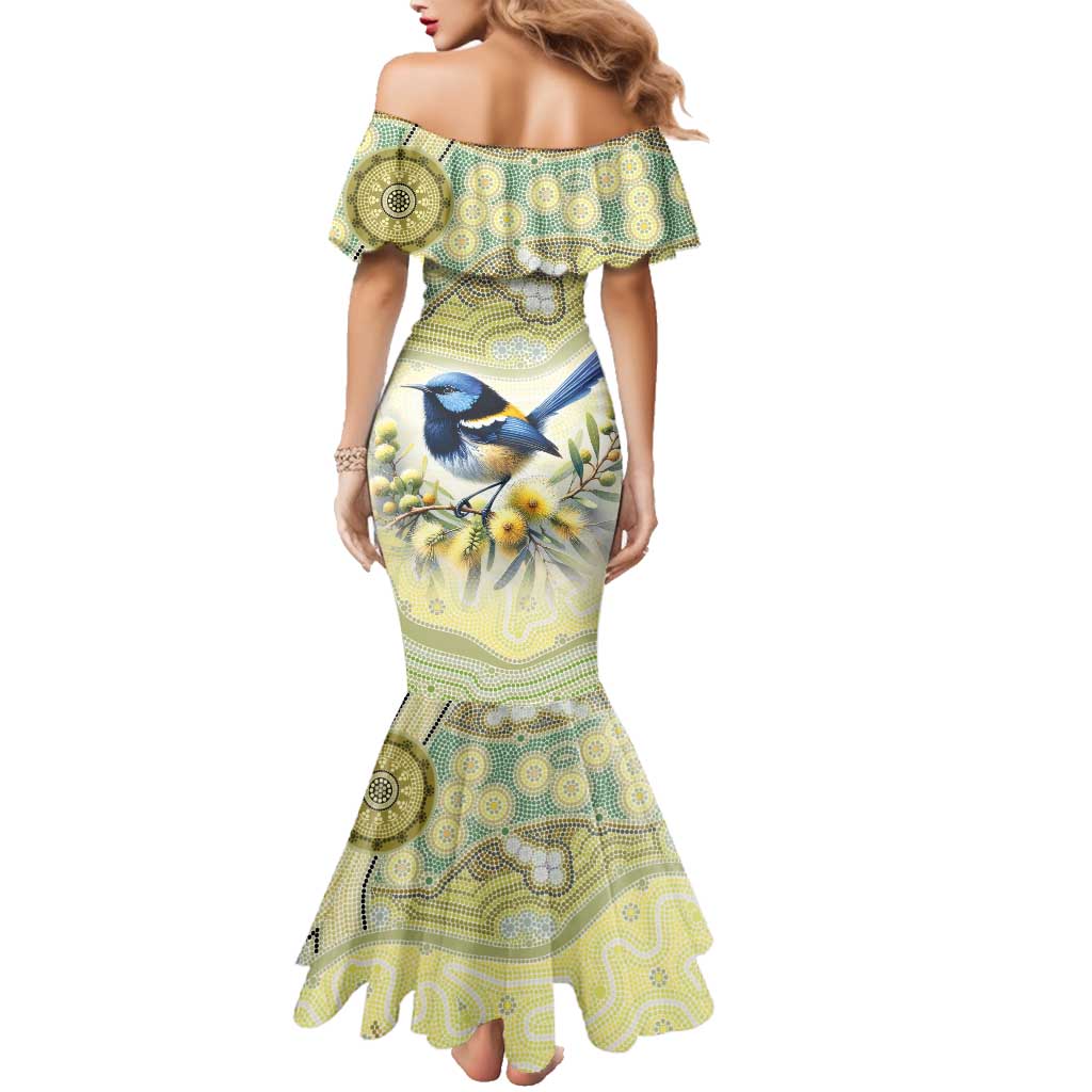 Splendid Fairy-wren Personalised Family Matching Mermaid Dress and Hawaiian Shirt Aboriginal Australian Dot Painting - Aussie Hoodie