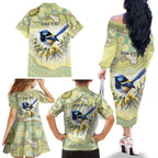 Splendid Fairy-wren Personalised Family Matching Off The Shoulder Long Sleeve Dress and Hawaiian Shirt Aboriginal Australian Dot Painting - Aussie Hoodie