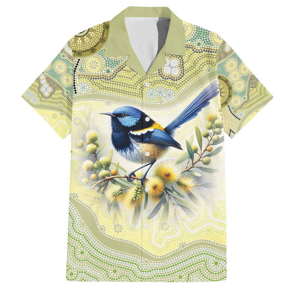 Splendid Fairy-wren Personalised Family Matching Off The Shoulder Long Sleeve Dress and Hawaiian Shirt Aboriginal Australian Dot Painting - Aussie Hoodie